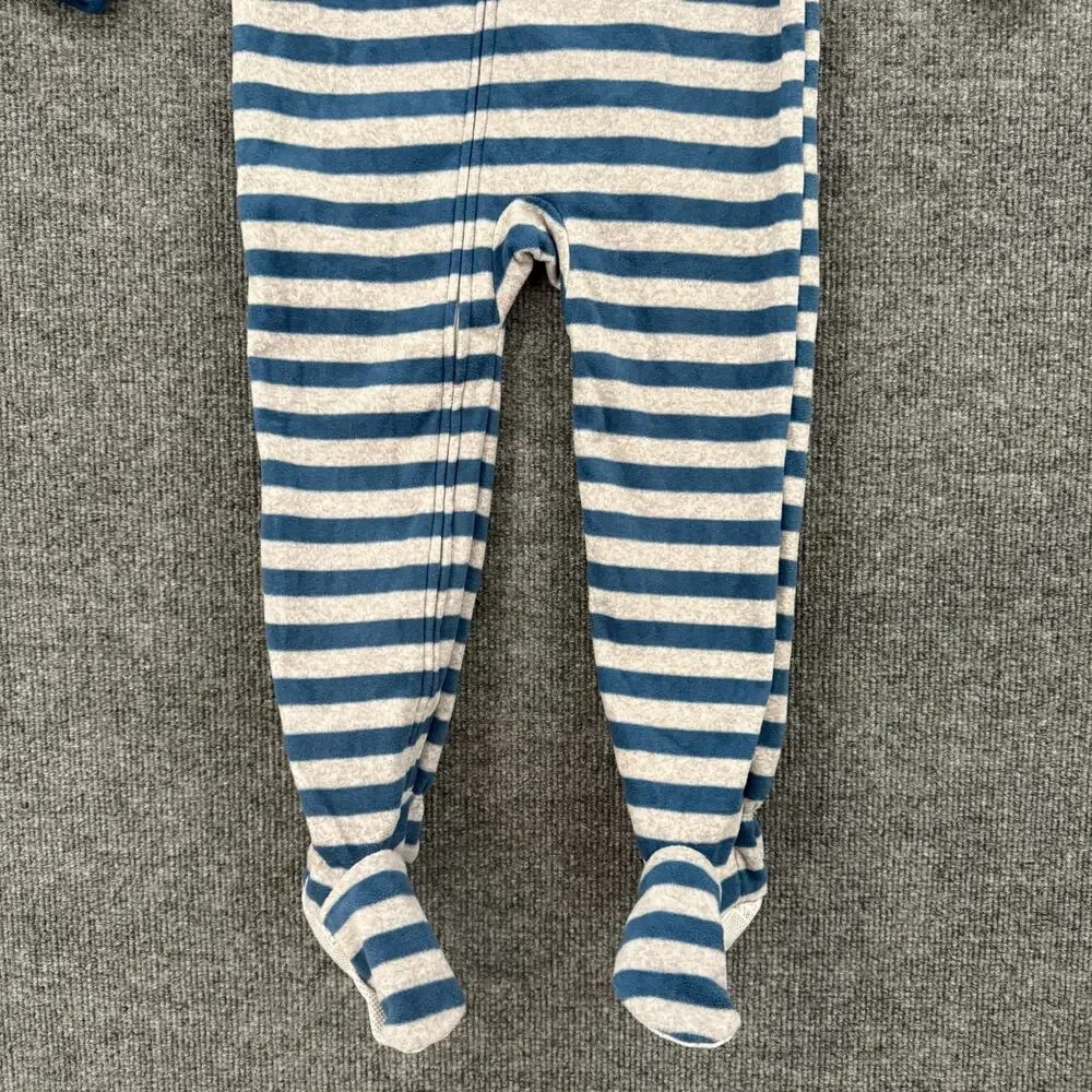 Carters Fleece One Piece Footed Pajamas Size 4T Striped Polar Bear Cozy Soft New